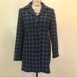 Houndstooth Jacket with Button Empire Waist Size M